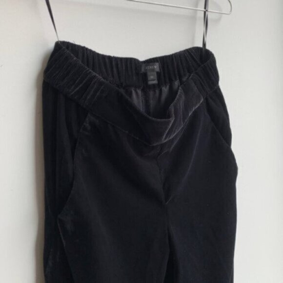 J. Crew Black Velvet Festive Chic Relaxed Cropped Pants / Trousers Women's 00 - Picture 3 of 8